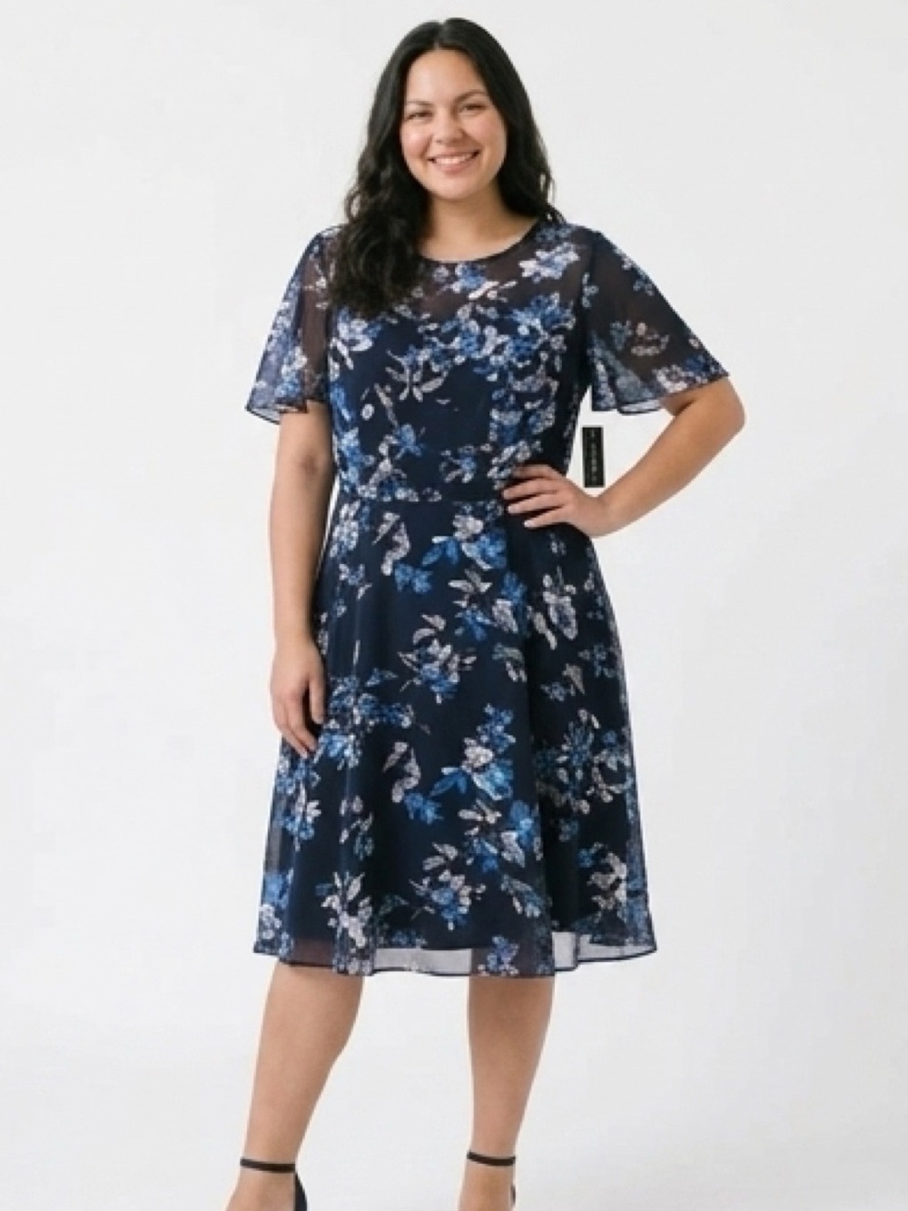 Jessica Howard Navy Floral Midi Dress